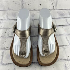 Ecco Passion Teo Leather Thong Sandal Womens 39 (US 8 - 8.5 ) Gold Shimmer